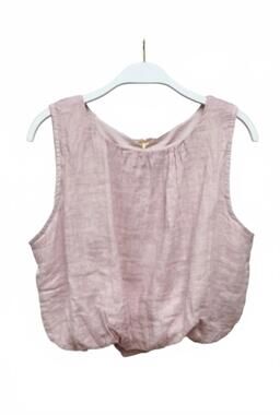 NEW MILIO MILANO women's linen bubble top in blush